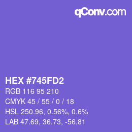 カラーコード: HEX #745FD2 | qconv.com