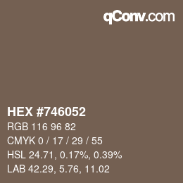 Color code: HEX #746052 | qconv.com