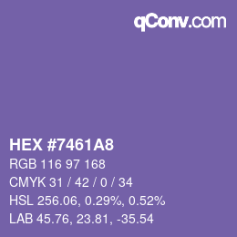 カラーコード: HEX #7461A8 | qconv.com