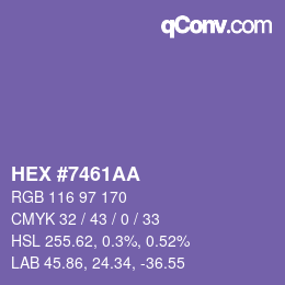 颜色代码: HEX #7461AA | qconv.com