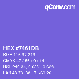 颜色代码: HEX #7461DB | qconv.com