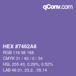Color code: HEX #7462A8 | qconv.com