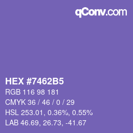 Color code: HEX #7462B5 | qconv.com