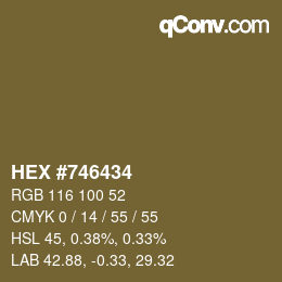 颜色代码: HEX #746434 | qconv.com