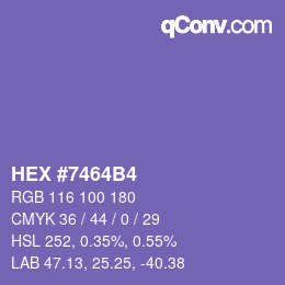 カラーコード: HEX #7464B4 | qconv.com