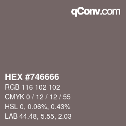 Color code: HEX #746666 | qconv.com