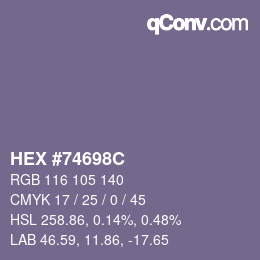 颜色代码: HEX #74698C | qconv.com