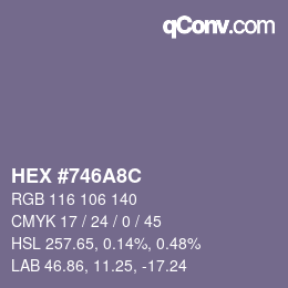 Color code: HEX #746A8C | qconv.com