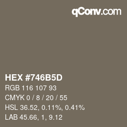 Color code: HEX #746B5D | qconv.com