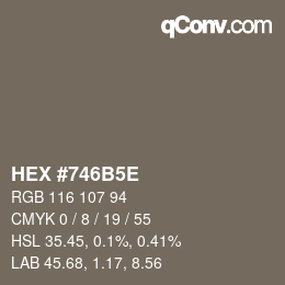 Código de color: HEX #746B5E | qconv.com