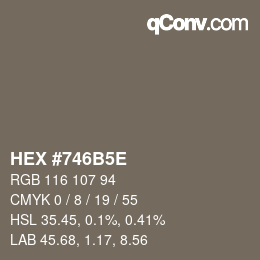 Code couleur: HEX #746B5E | qconv.com
