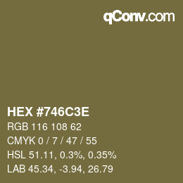 Color code: HEX #746C3E | qconv.com