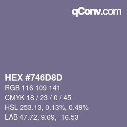 Farbcode: HEX #746D8D | qconv.com