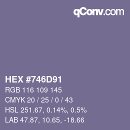 カラーコード: HEX #746D91 | qconv.com