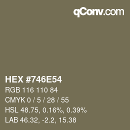 Color code: HEX #746E54 | qconv.com