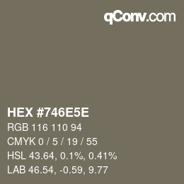 Código de color: HEX #746E5E | qconv.com