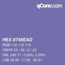 Farbcode: HEX #746EAD | qconv.com