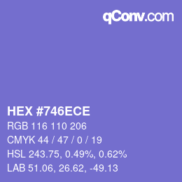Color code: HEX #746ECE | qconv.com