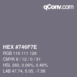 Color code: HEX #746F7E | qconv.com