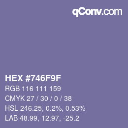 Color code: HEX #746F9F | qconv.com