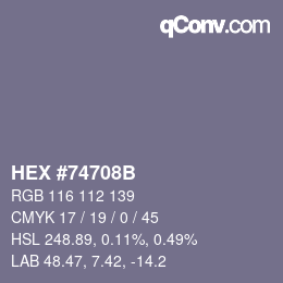 Code couleur: HEX #74708B | qconv.com