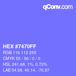 Color code: HEX #7470FF | qconv.com