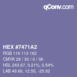 Farbcode: HEX #7471A2 | qconv.com