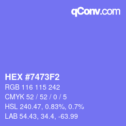 Color code: HEX #7473F2 | qconv.com