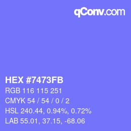 カラーコード: HEX #7473FB | qconv.com