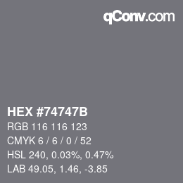 Color code: HEX #74747B | qconv.com