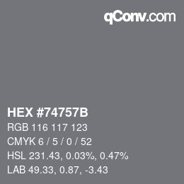 Color code: HEX #74757B | qconv.com
