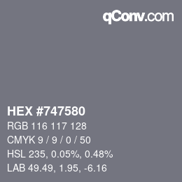 カラーコード: HEX #747580 | qconv.com