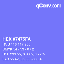 Color code: HEX #7475FA | qconv.com