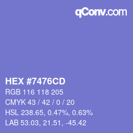 Color code: HEX #7476CD | qconv.com