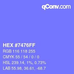 颜色代码: HEX #7476FF | qconv.com