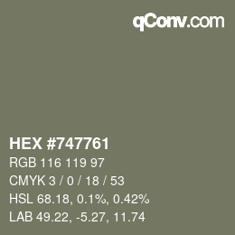 Color code: HEX #747761 | qconv.com