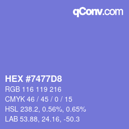 颜色代码: HEX #7477D8 | qconv.com