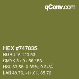 カラーコード: HEX #747835 | qconv.com