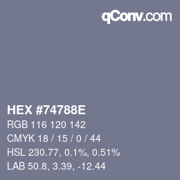 Color code: HEX #74788E | qconv.com