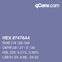Código de color: HEX #7478A4 | qconv.com