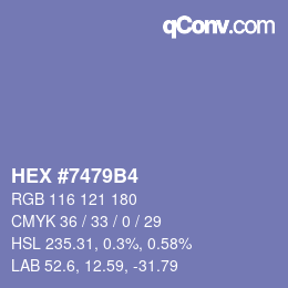 Farbcode: HEX #7479B4 | qconv.com