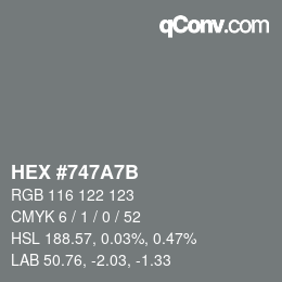 Color code: HEX #747A7B | qconv.com