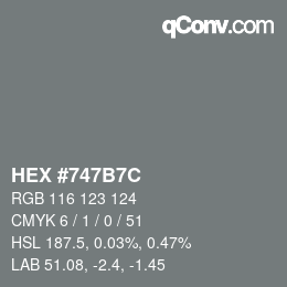 颜色代码: HEX #747B7C | qconv.com