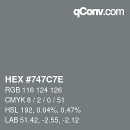 Color code: HEX #747C7E | qconv.com