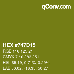 Color code: HEX #747D15 | qconv.com