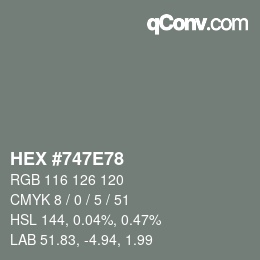 Color code: HEX #747E78 | qconv.com