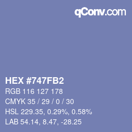 カラーコード: HEX #747FB2 | qconv.com