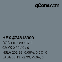 Color code: HEX #74818900 | qconv.com