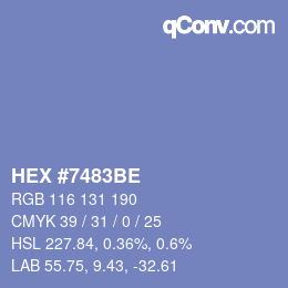 Color code: HEX #7483BE | qconv.com