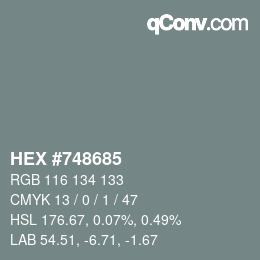 Código de color: HEX #748685 | qconv.com